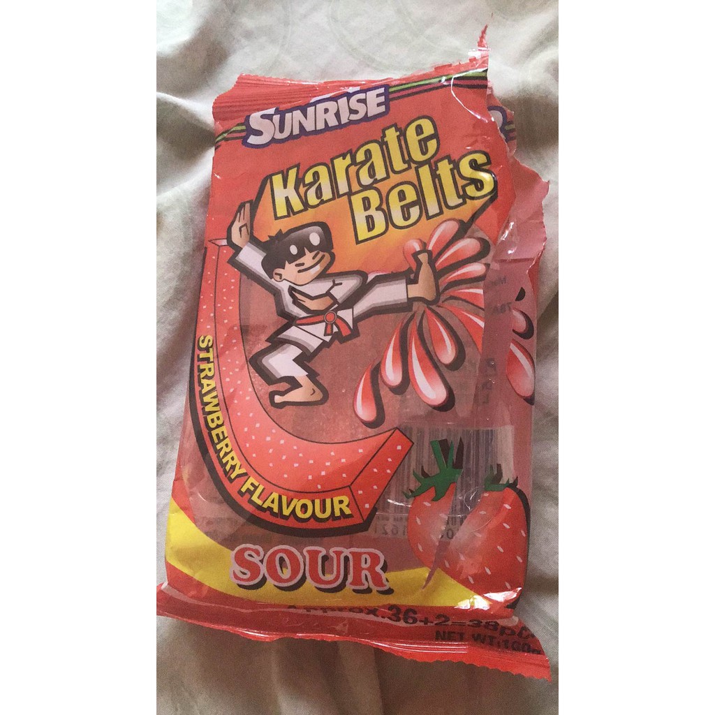 (SOUR STRAWBERRY)Karate Belts Sour Candy 36+2pcs per pack 160g Shopee