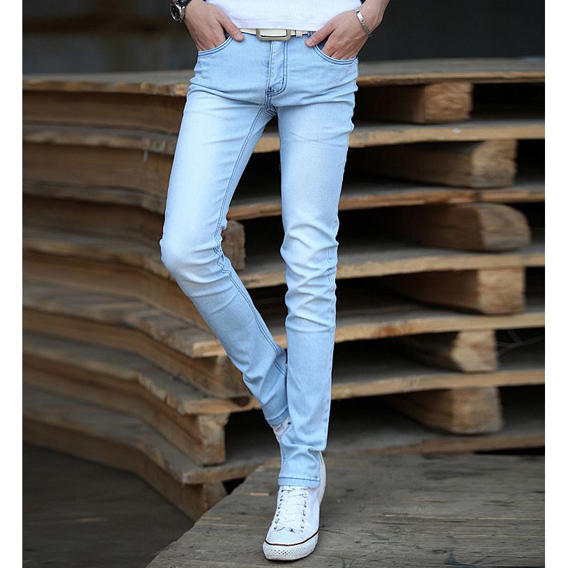 FASHION SKINNY LIGHTBLUE DENIM JEANS FOR MEN | Shopee Philippines