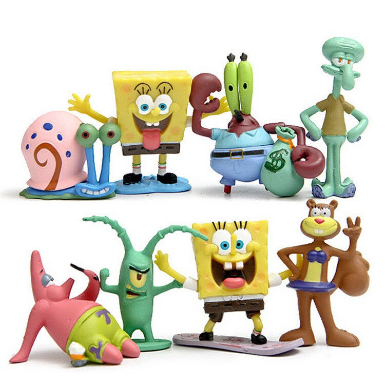8Pcs Spongebob Squarepants Fish Tank Aquarium Ornament Decoration