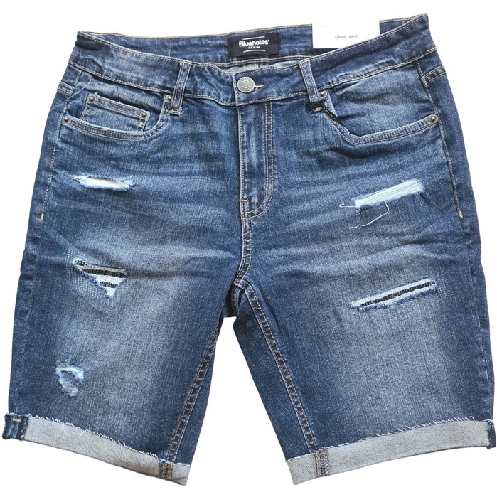 Bluenotes Mens Slim Fit Ripped with Unfinished Hem Denim Shorts ...