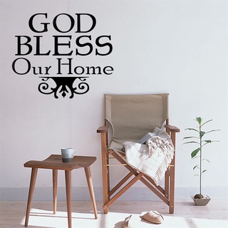Bible Verse Wall stickers Home Decor Praise Worship ” God Bless our home ” Quotes Christian Bless Proverbs PVC Decals Living Room Mural #3