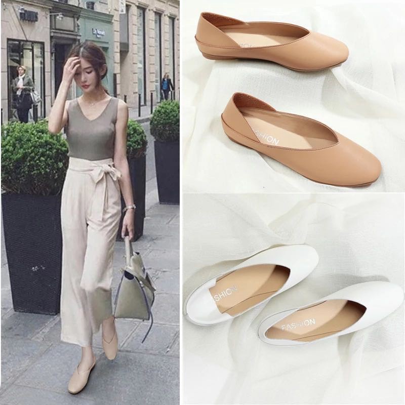 beige flat shoes