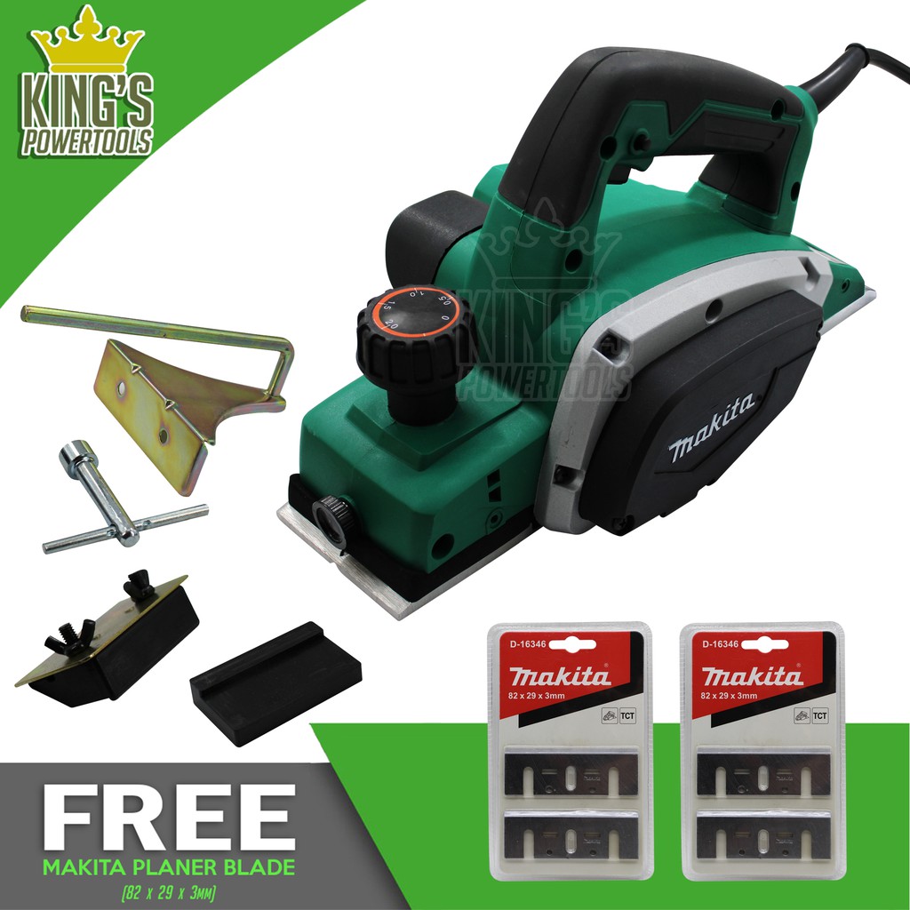 Makita KP0800 Power Planer 82mm (Green) with Free 4pcs Makita Blade