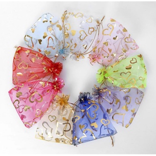 (1pcs) Heart Organza Pouch Love Drawstring Valentines Bag Wedding Souvenir