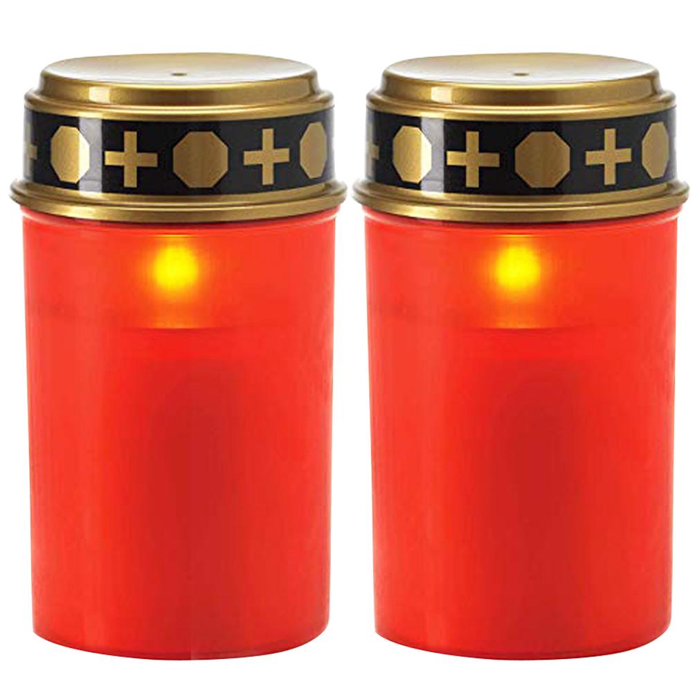 2pcs Waterproof Grave Decoration Led Solar Powered Flameless