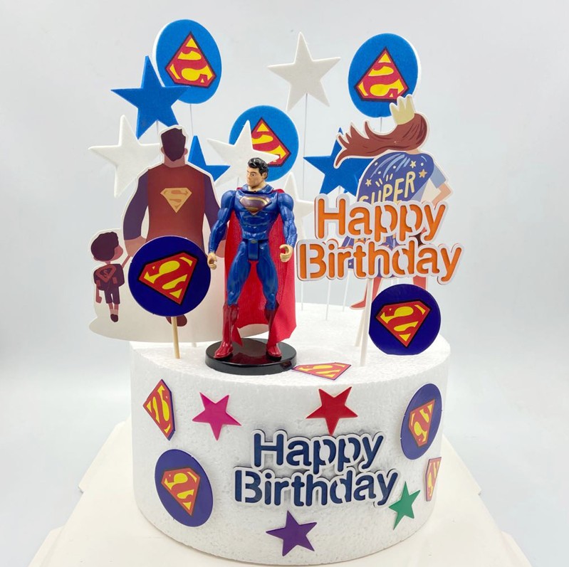 Cartoon Superman Super Dad Theme Cake Topper Happy Father`s Day Birthday  Party Decoration Favors DIY Dessert Table Cupcake Decor | Shopee Philippines