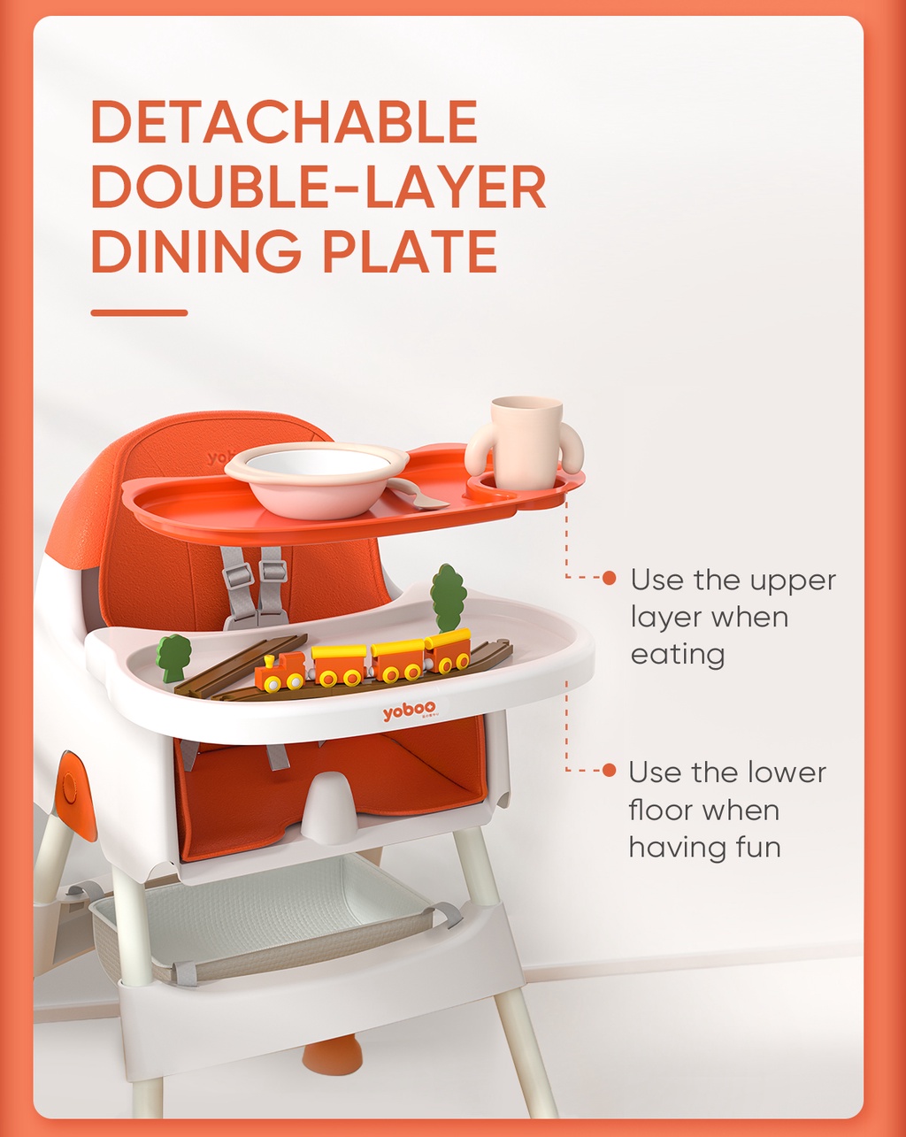 Yoboo Foldable Multifunctional Baby High Chair Clean Easily Adjustable