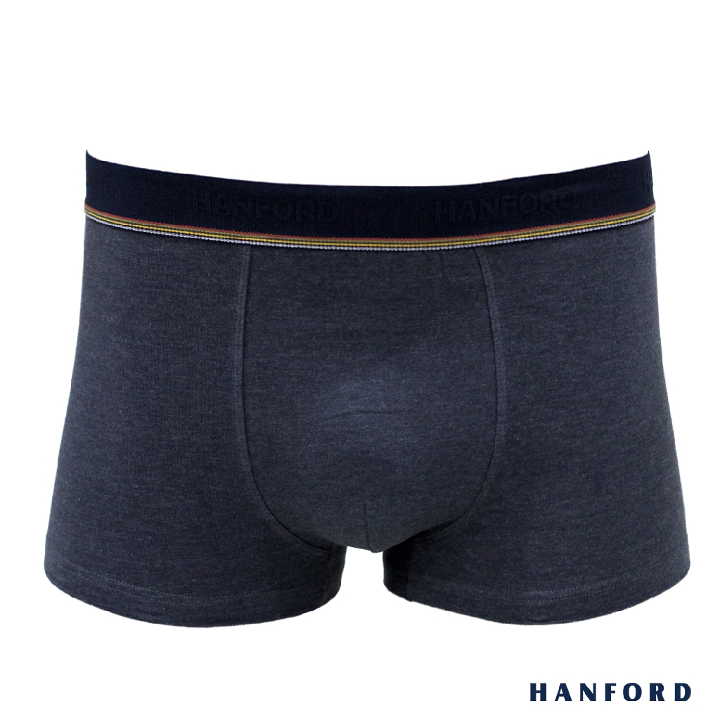 Hanford Men Cotton w/ Spandex Boxer Briefs Dark Gray Melange (Single