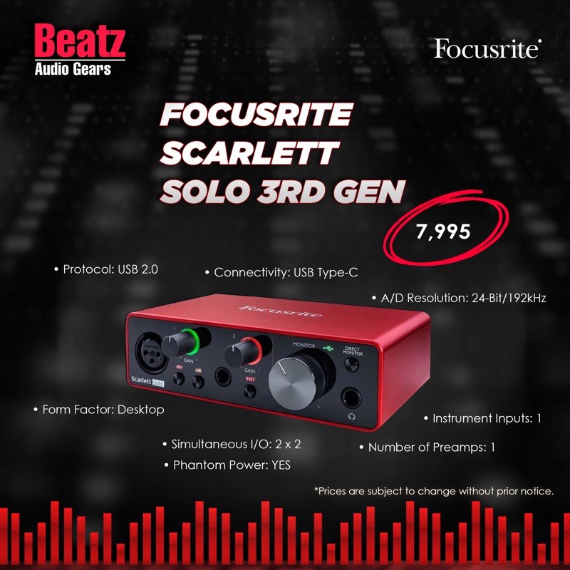 Обзор звуковой карты focusrite scarlett solo 3rd gen