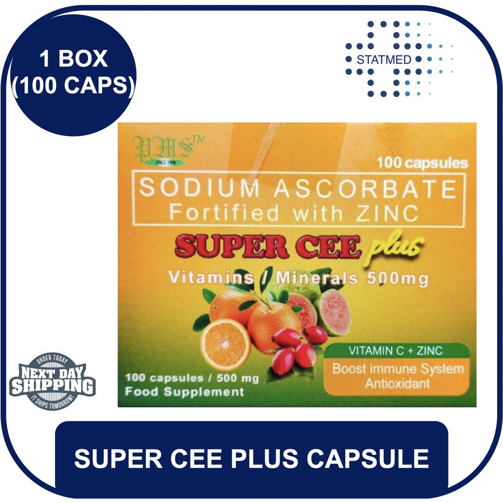 Super Cee Plus Sodium Ascorbate with ZInc Capsule 1box [100 capsules