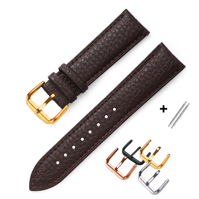 (Dark Brown) Soft Calf Leather Watch Strap With Buffalo Leather Pattern BO-29 Waterproof Buckle 12 14 16 18 20 22mm