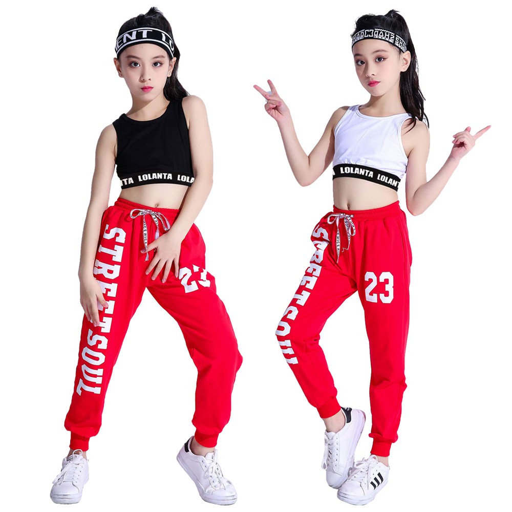 Girls Hip Hop Clothes 2 Piece Outfits Crop Tops Camouflage Jogger Pants ...