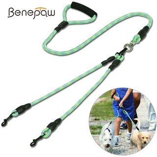 Benepaw Fashion Durable Dual Dog Leash Comfortable Padded Handle Strong 360 Degree No Tangle Double Pet Walking Training Lead