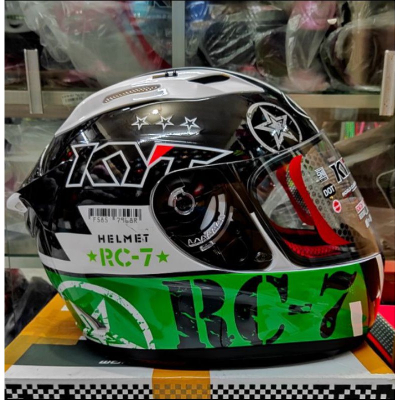 Kyt Rc7 Full Face Helmet Motif 11 Black White Green Shopee Philippines