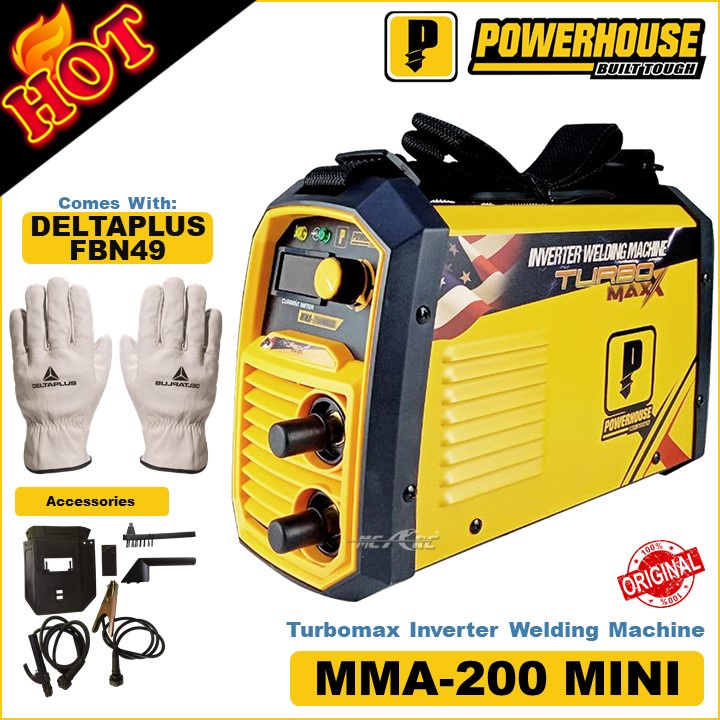 Powerhouse Inverter Welding Machine Mma 200a Turbomaxx Comes With 1 Pair Delta Plus Fbn49 8999