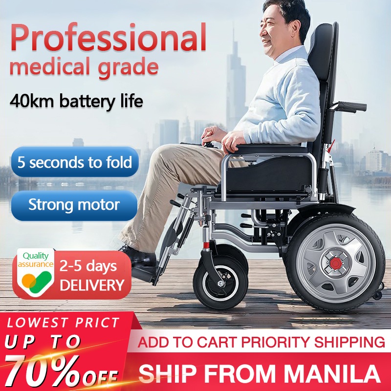 Electric wheelchair folding portable elderly disabled intelligent ...