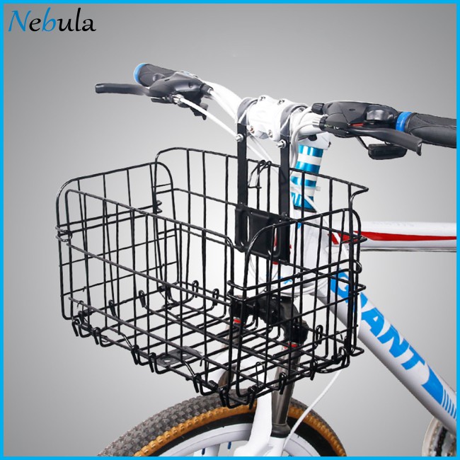 55KW8ME Children Cuboid Steel Wire Front Black Basket Bike Accessories Bicycle Mountain Bike