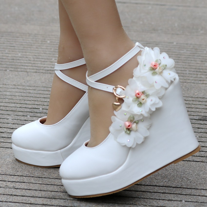Women Wedding Pumps Wedge Heels W13f Shopee Philippines