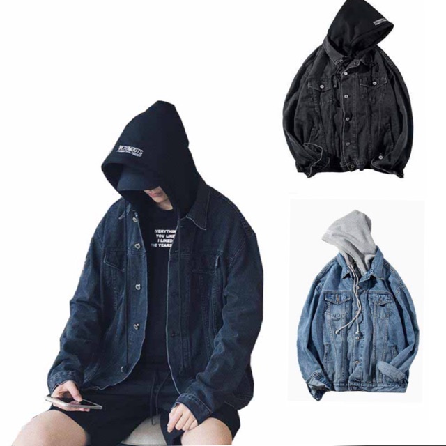 Mens Hooded denim jacket maong | Shopee Philippines