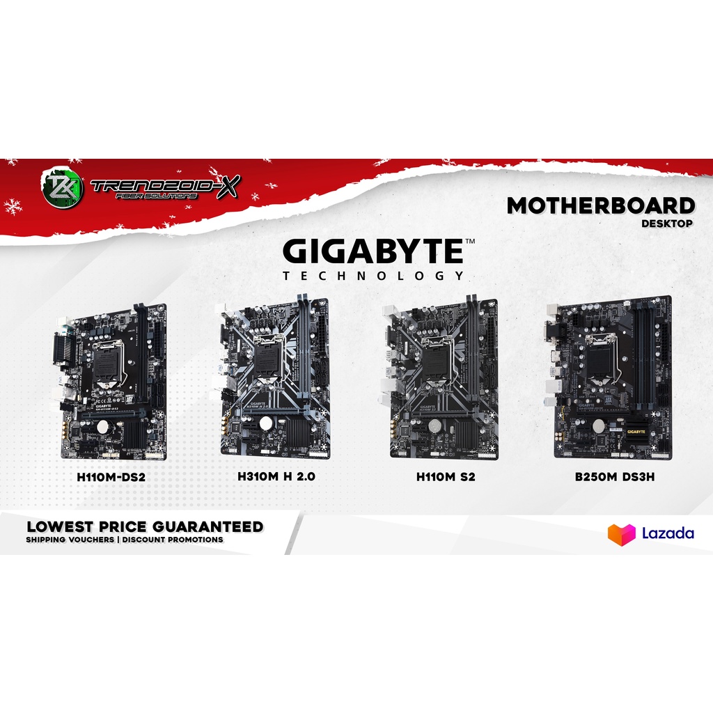 GIGABYTE H110M DS2 / H310M H 2.0 / B250M DS3H / B250 HD3 Assorted Motherboards Support 6th Gen