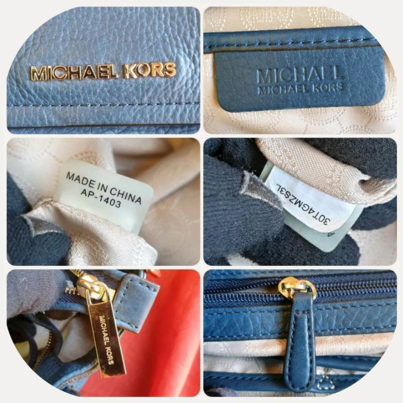 Michael Kors Mackenzie Blue Grained Leather Work Tote Bag | Shopee  Philippines
