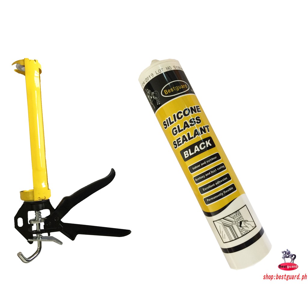 BESTGUARD SILICONE GLASS SEALANT(BLACK) AND CAULKING GUNSET Shopee Philippines
