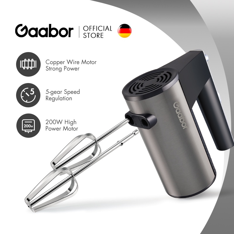 Gaabor Electric Hand Mixer, 200W High Power Food Mixer Fully Copper