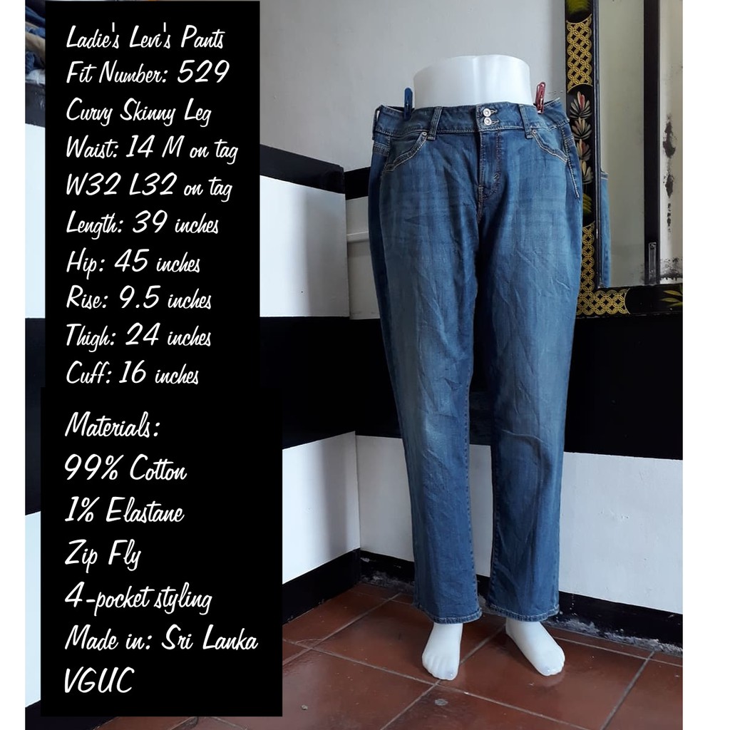 women's size 14 jeans in inches