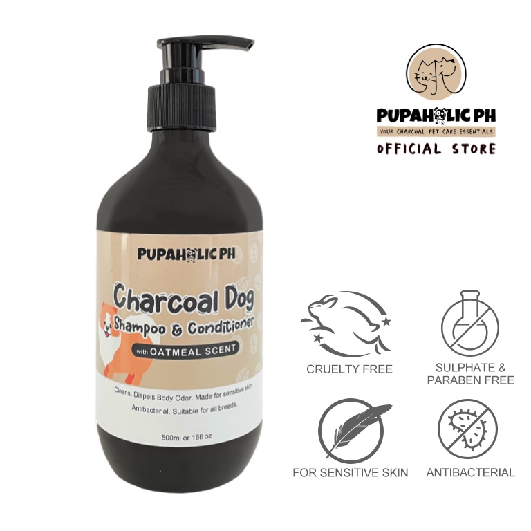 Pupaholic PH Charcoal Dog Shampoo and Conditioner with Oatmeal Scent