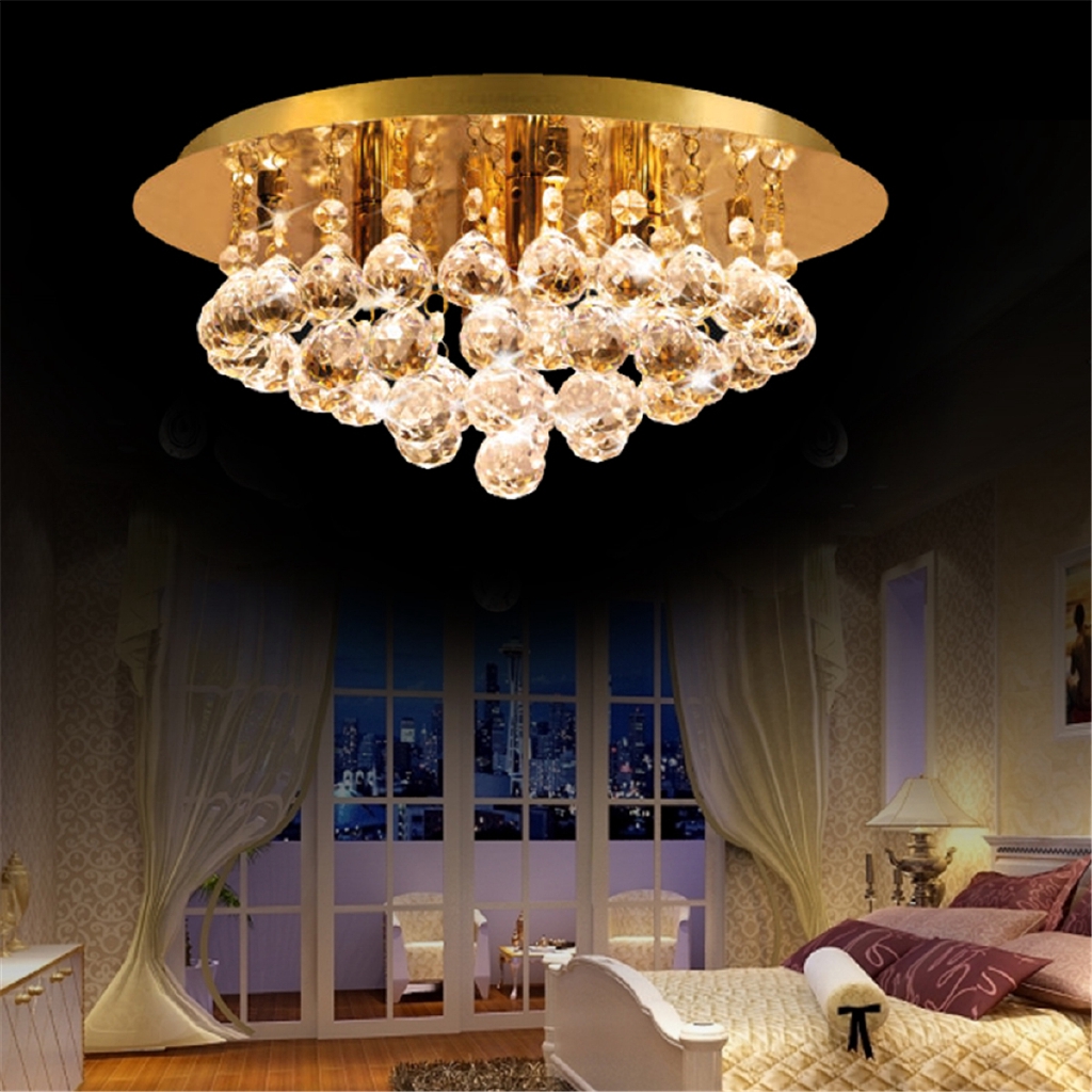 Modern Gold Round Crystal Ceiling Chandelier Lights Fixture | Shopee