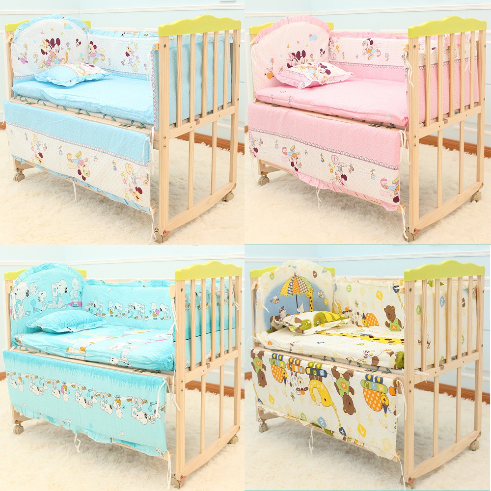 5 Pcs Baby Crib Bedding Sets Pillow Bumpers Mattress Set Shopee