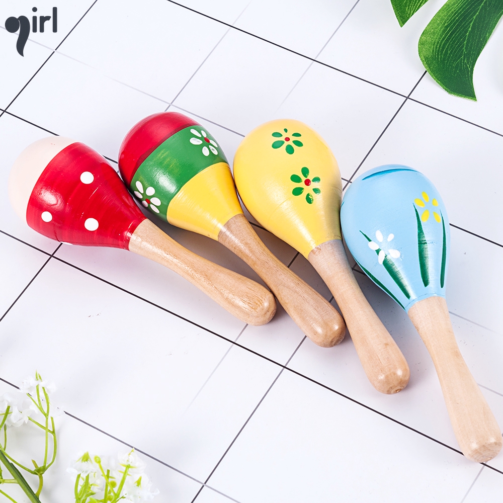 wooden baby maracas rattle
