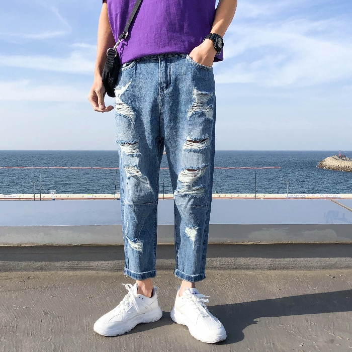 blue jeans ripped knees