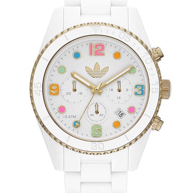 adidas watch white and gold
