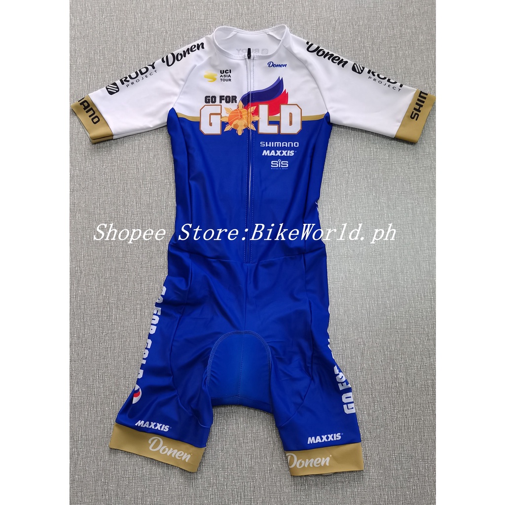 Powerband Cycling Jersey Go For Gold Philippines Pilipinas Lycra Trisuit Onesuit Bike Jersey Jumpsuit Extend Sleeve No C Shopee Philippines