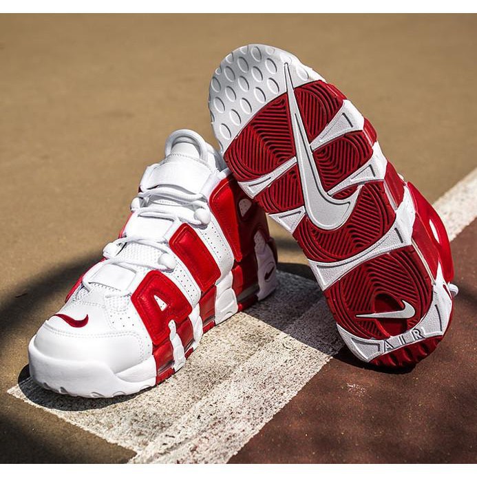 nike air more uptempo red and white