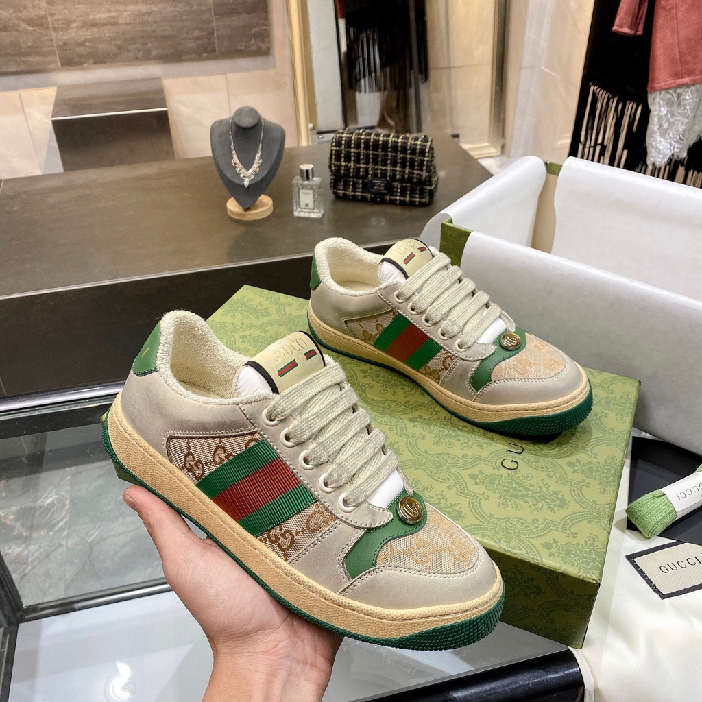 work shoes❃✓♙Purchasing Gucci/Gucci women s shoes small dirty GG striped  Screener decorated with cr | Shopee Philippines