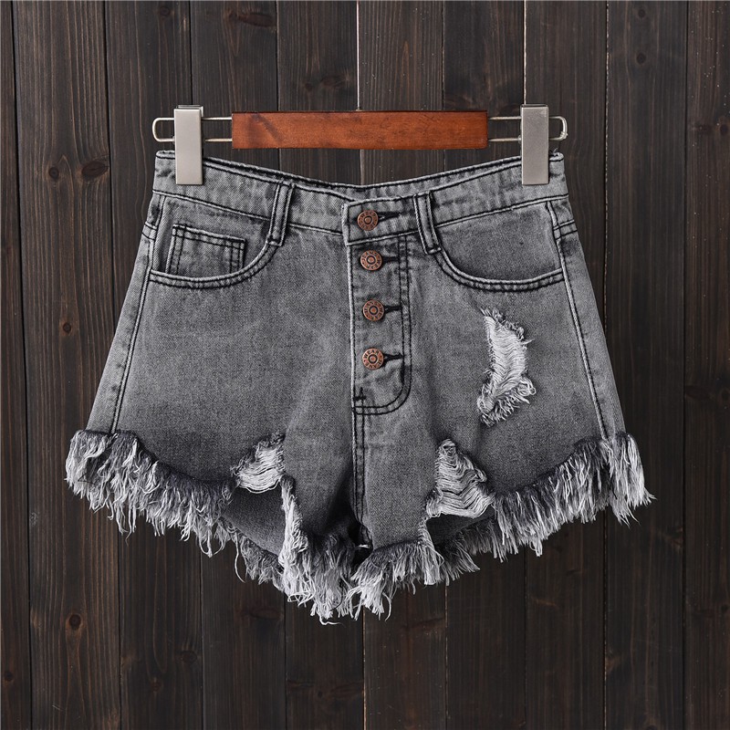 grey ripped shorts