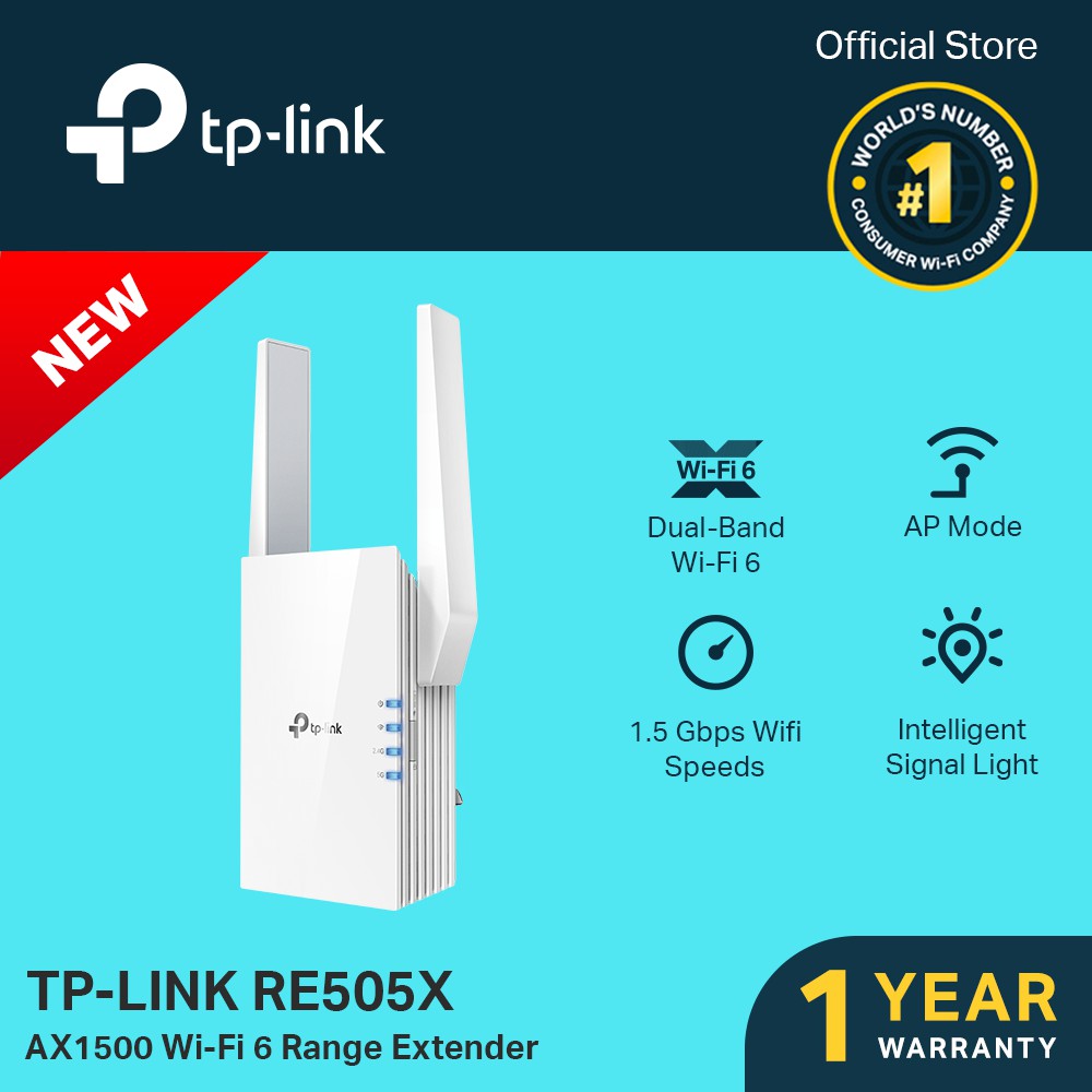 TP Link RE505X AX1500 1200Mbps Wi Fi 6 Gigabit Range Extender WiFi