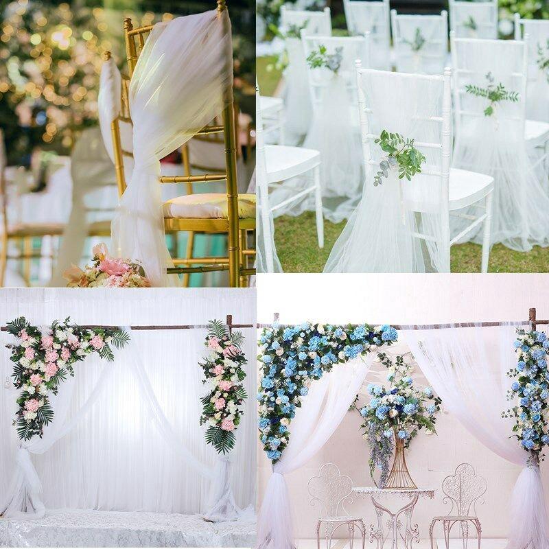 10M Wedding Backdrop Gauze Curtain Organza Wedding Venue Party Decor Garland Tab 