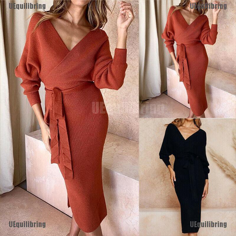ladies long sleeve midi dress