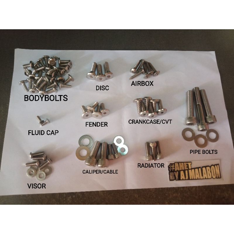 STAINLESS BOLTS FOR AEROX VERSION 1 AND VERSION 2 Shopee Philippines