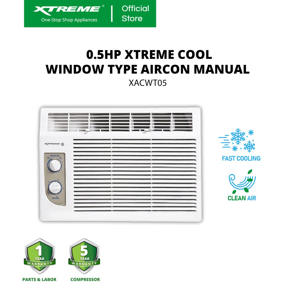 Xtreme Cool 0 5hp Non Inverter Window Type Air Conditioner Manual White Xacwt05 Shopee Philippines