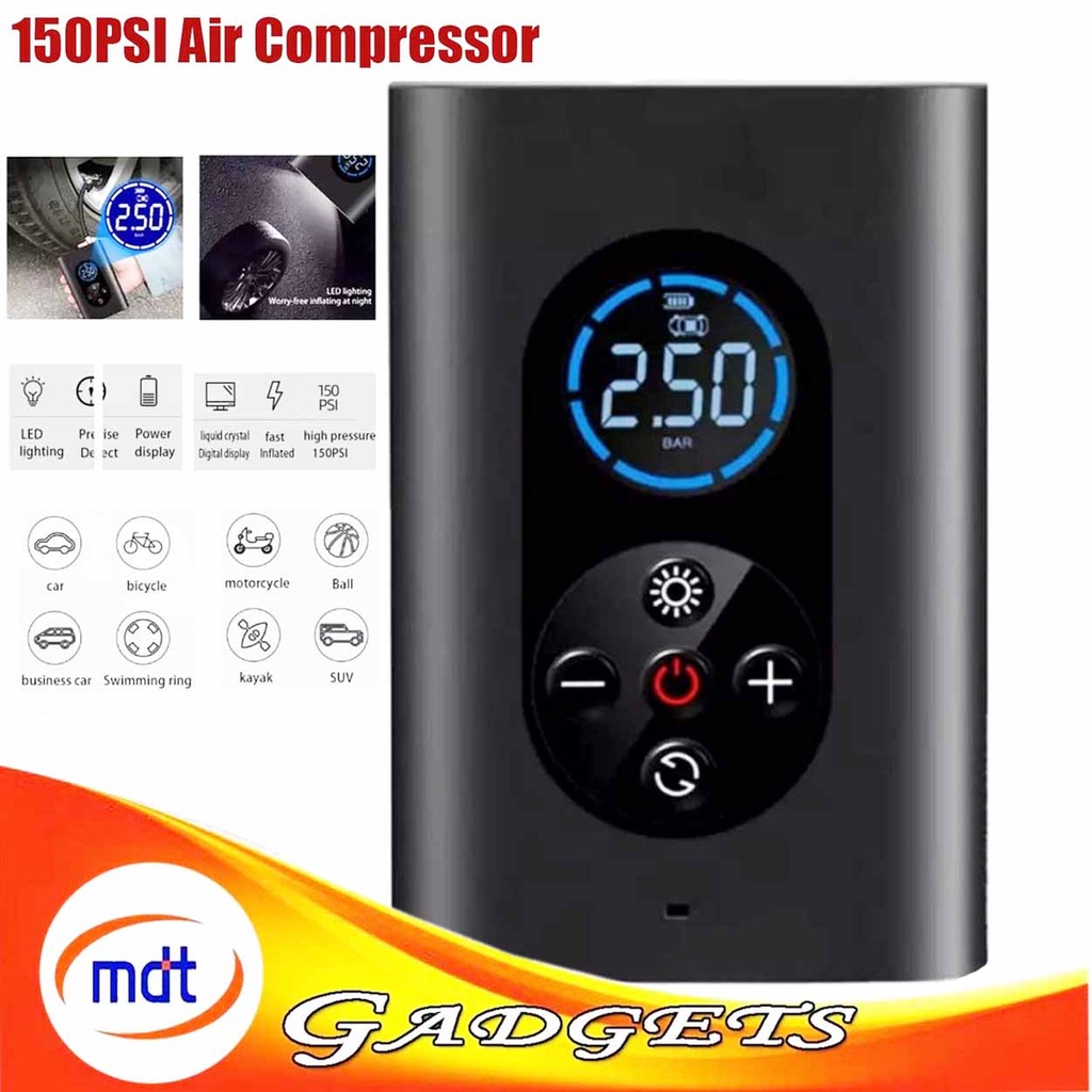 150psi Car Tyre Tire Air Inflator Pump Smart Digital Wireless