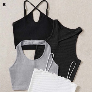 Kily.PH 4 in 1 Solid Ribbed Knitted Casual Camisoles Tank Top 6A0181 ...