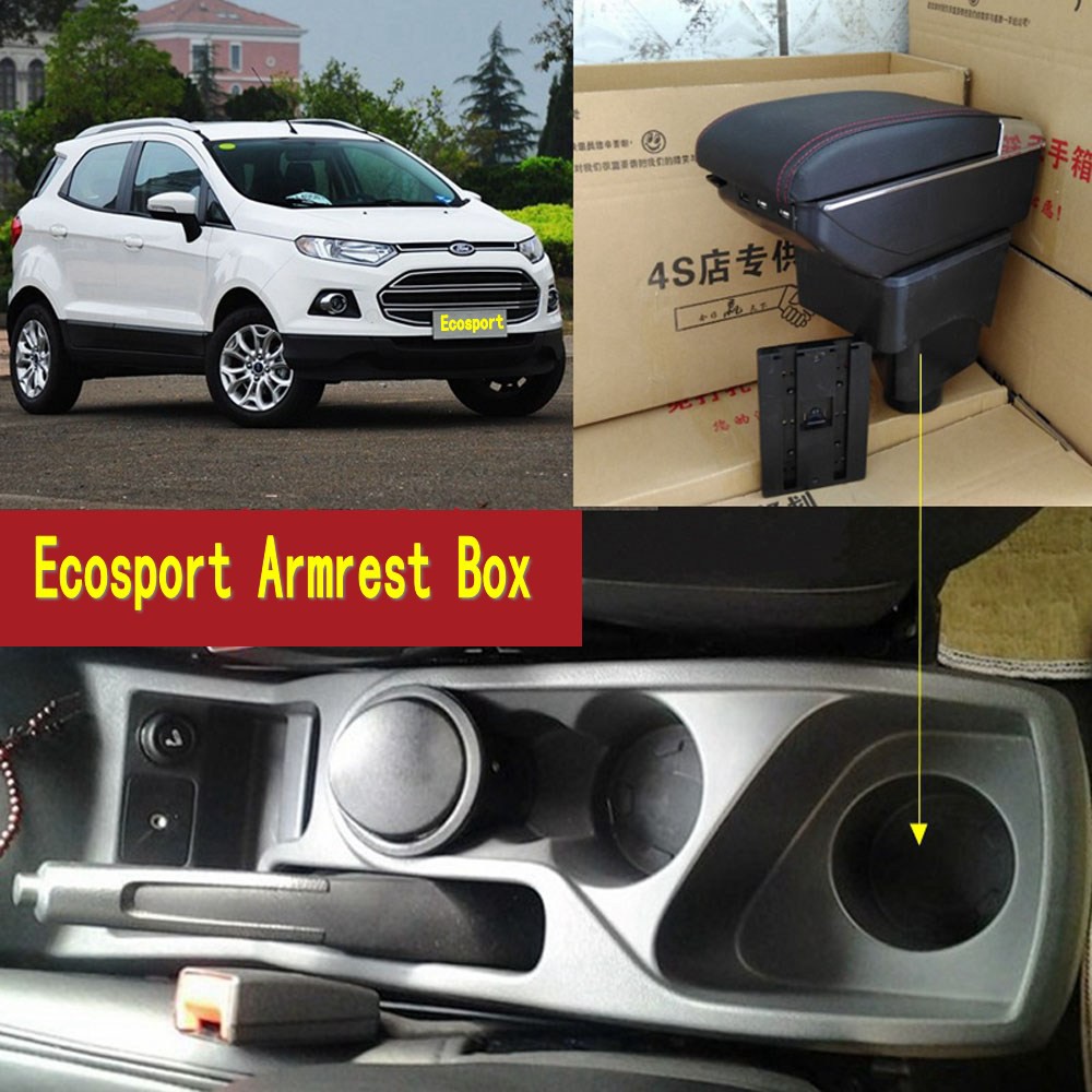 For Ford Ecosport armrest box with cup holder ashtray USB