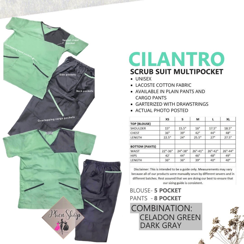 SCRUB SUIT SET MULTIPOCKET ( CILANTRO ) Shopee Philippines