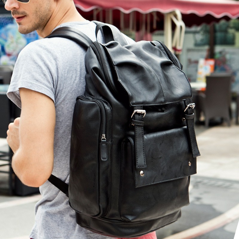 black leather bag backpack