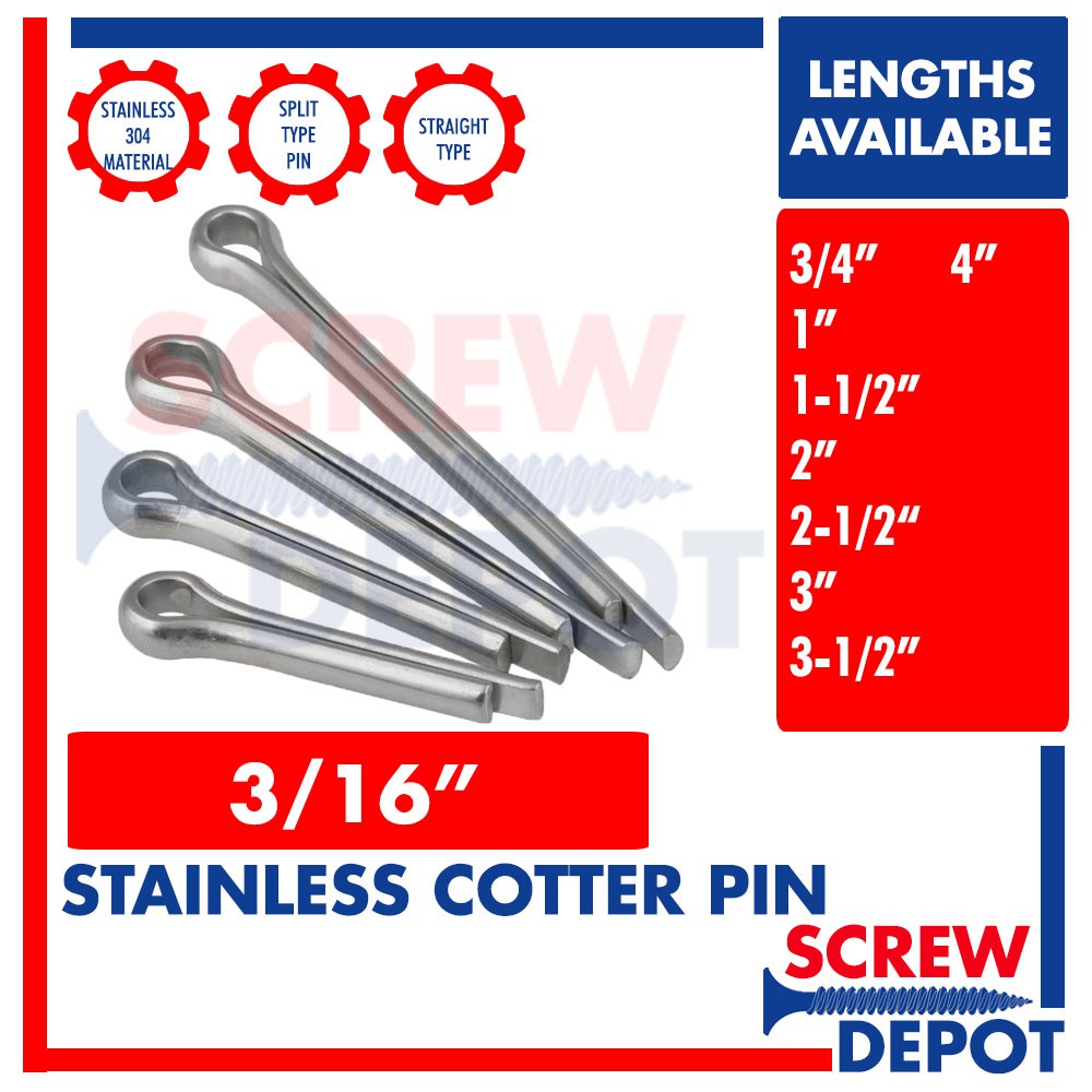 10PCS 3/16 inches Stainless Cotter Pin / SS Split Pin Screw / SUS ...