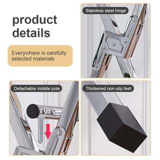 2.4M/3 Rail Sampayan Foldable Heavy Duty Hanger For Clothes Stainless Outdoor Laundry Drying Rack #7